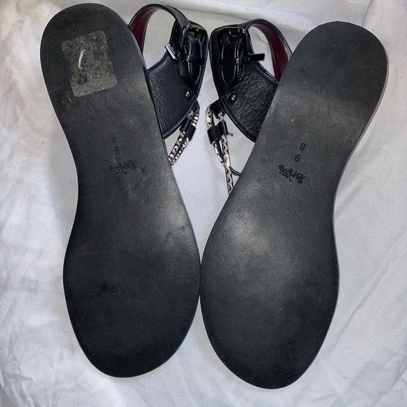 Coach Clarkson Leather Black White Snakeskin Print Thong Sandals size 9B - Picture 5 of 16